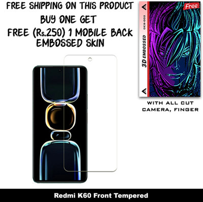 ARBAN Tempered Glass Guard for Redmi K60 And Free 1 Mobile Back Embossed Skin With Cut FS002(Pack of 1)