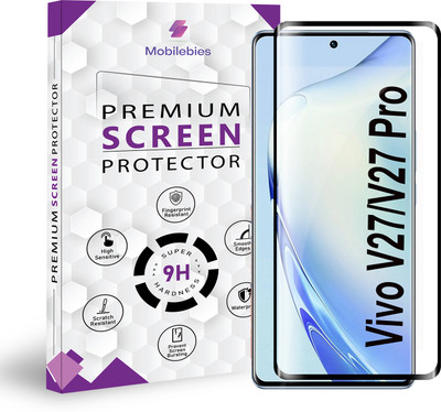 Mobilebies Tempered Glass Guard for Vivo V27 Pro / Vivo T2 Pro / V27 5G Full Glue Curved Screen Protector - ( Non-UV Glass )(Pack of 1)