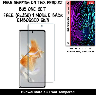 ARBAN Tempered Glass Guard for Huawei Mate X3 And Free 1 Mobile Back Embossed Skin With Cut FS002(Pack of 1)