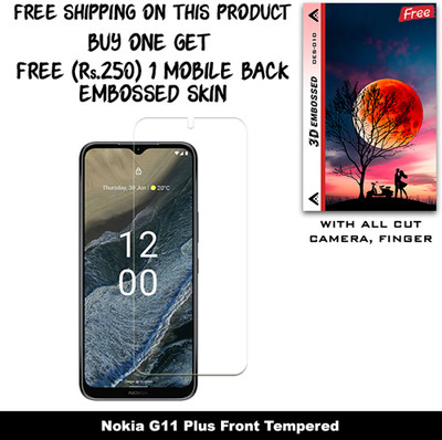 ARBAN Tempered Glass Guard for Nokia G11 Plus (Free 1 Mobile Back Embossed Skin With Cut FS010)(Pack of 1)