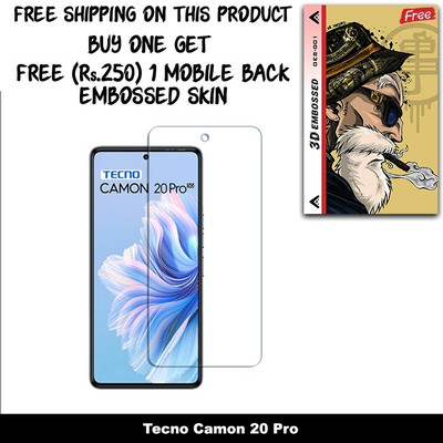 SOMTONE Tempered Glass Guard for Tecno Camon 20 Pro FRONT TEMPERED GLASS And Free 1 Mobile Back Embossed Skin With Cut FS001(Pack of 1)