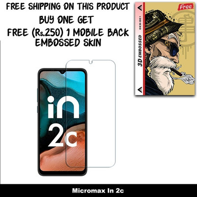 SOMTONE Tempered Glass Guard for Micromax In 2c FRONT TEMPERED GLASS And Free 1 Mobile Back Embossed Skin With Cut FS001(Pack of 1)