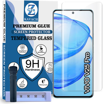 Genz Kavach Tempered Glass Guard for Vivo V25 Pro, vivo v25 pro 5g VIVO V25 PRO 5G, vivov25pro HD+UV Curved Screen Protector Guard with Easy Installation Kit(Pack of 1)