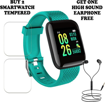 SOMTONE Tempered Glass Guard for D13 Smart Watch BUY PACK 2 AND GET ONE EARPHONE FREE(Pack of 2)