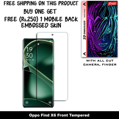 SOMTONE Tempered Glass Guard for Oppo Find X6 And Free 1 Mobile Back Embossed Skin With Cut FS002(Pack of 1)