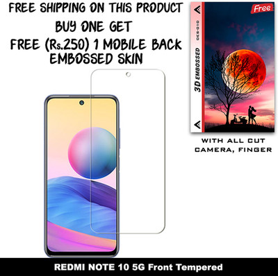 SOMTONE Tempered Glass Guard for REDMI NOTE 10 5G (Free 1 Mobile Back Embossed Skin With Cut FS010)(Pack of 1)