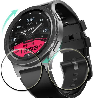 tombik Tempered Glass Guard for 20edc-Pebble Revolve Pro Smartwatch(Pack of 2)
