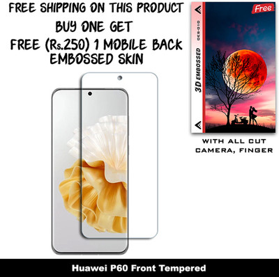 SOMTONE Tempered Glass Guard for Huawei P60 (Free 1 Mobile Back Embossed Skin With Cut FS010)(Pack of 1)