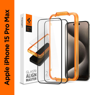 Spigen Tempered Glass Guard for Apple iphone 15 Pro Max(Pack of 2)