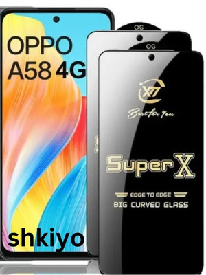 Shkiyo Tempered Glass Guard for Super X Big Curved Screen Protector Compatible for Oppo A58(Pack of 2)