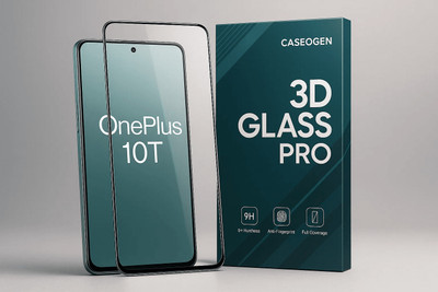 CASEOGEN Tempered Glass Guard for OnePlus 10T 5G Tempered Glass Screen Protector, 9H Hardness, Ultra HD Clarity, Bubble-Free Installation, Anti-Scratch Protection, 3D Arc Edge, Edge-to-Edge Coverage(Pack of 1)