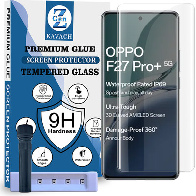 Genz Kavach Tempered Glass Guard for Oppo F27 Pro + 5G, oppo f27 pro plus 5g OPPO F27 PRO PLUS 5G HD+UV Curved Screen Protector Guard with Easy Installation Kit(Pack of 1)