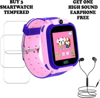 SOMTONE Tempered Glass Guard for Q12B Smart Watch PACK-3 BUY AND GET ONE EARPHONE FREE(Pack of 3)