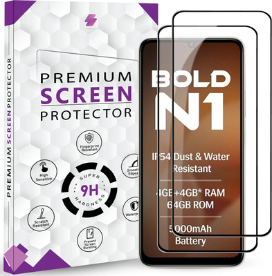 Qoisa Tempered Glass Guard for Lava Bold N1 Elite Screen Protector Guard with Easy Installation Kit(Pack of 2)