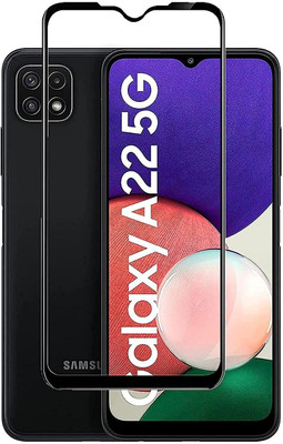 HIE POWER Edge To Edge Tempered Glass for Samsung Galaxy A22 5G-Anti-Fingerprint, Waterproof, Oil-resistant, Bubble-Free, Anti-Static with Full Screen Coverage & Easy Installation(Edge to Edge Coverage)(Pack of 1)