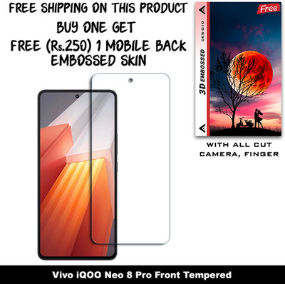 SOMTONE Tempered Glass Guard for Vivo iQOO Neo 8 Pro (Free 1 Mobile Back Embossed Skin With Cut FS010)(Pack of 1)