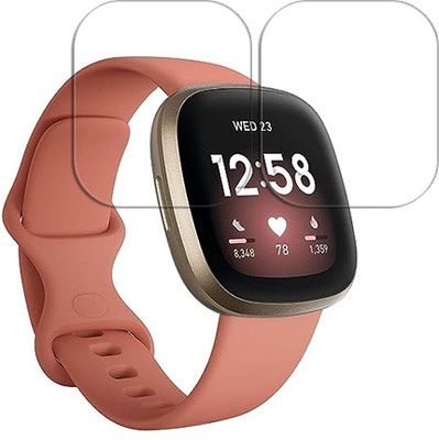SOMTONE Edge To Edge Tempered Glass for Fitbit Versa 3 1.58 inch SMARTWATCH SCREEN GUARD(Pack of 2)