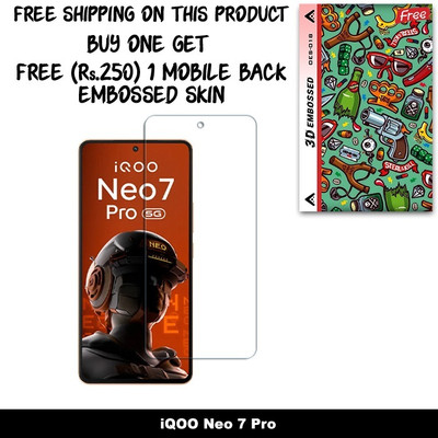 ARBAN Screen Guard for iQOO Neo 7 Pro FRONT TEMPERED GLASS And Free 1 Mobile Back Embossed Skin With Cut FS018(Pack of 1)