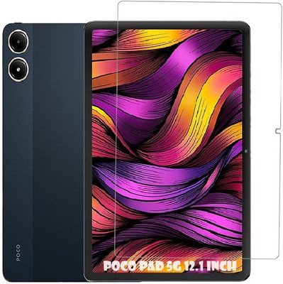 Bigil Tempered Glass Guard for POCO Pad 5G 12.1 inch, Perfect Fit Full cut glass(Pack of 1)