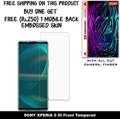 ARBAN Tempered Glass Guard for SONY XPERIA 5 III And Free 1 Mobile Back Embossed Skin With Cut FS002(Pack of 1)
