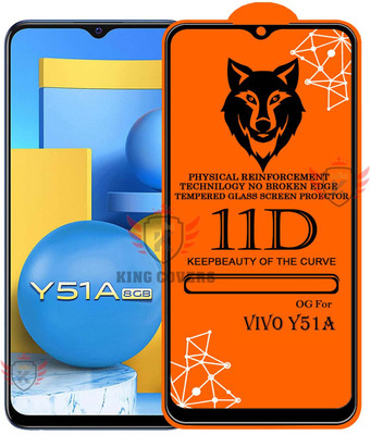 KING COVERS Tempered Glass Guard for 11D Tempered Glass Screen Protector for Vivo-Y51A|With Easy Installation Kit Full Adhesive Glass(Pack of 1)