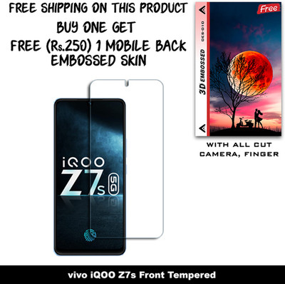 ARBAN Tempered Glass Guard for vivo iQOO Z7s (Free 1 Mobile Back Embossed Skin With Cut FS010)(Pack of 1)