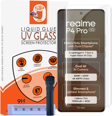 STP FEEL Tempered Glass Guard for Realme P4 Pro 5G, HD+ UV Curved Screen Protector Guard with Easy Installation Kit(Pack of 1)