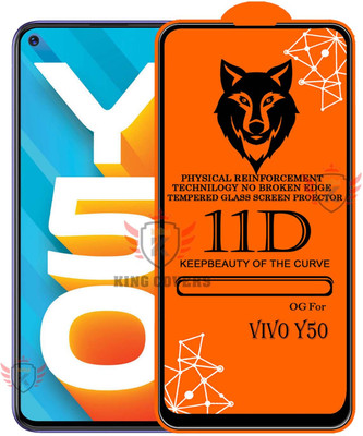 KING COVERS Tempered Glass Guard for 11D Tempered Glass Screen Protector for Vivo-Y50|With Easy Installation Kit Full Adhesive Glass(Pack of 1)