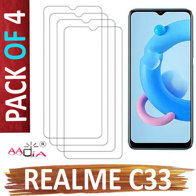 aadia Tempered Glass Guard for REALME C33(Pack of 4)