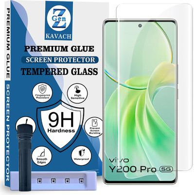 Genz Kavach Tempered Glass Guard for Vivo Y200 Pro 5G / Y300 Plus 5G, vivo y200 pro 5g VIVO Y200 PRO 5G HD+UV Curved Screen Protector Guard with Easy Installation Kit(Pack of 1)