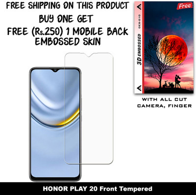 ARBAN Tempered Glass Guard for HONOR PLAY 20 (Free 1 Mobile Back Embossed Skin With Cut FS010)(Pack of 1)