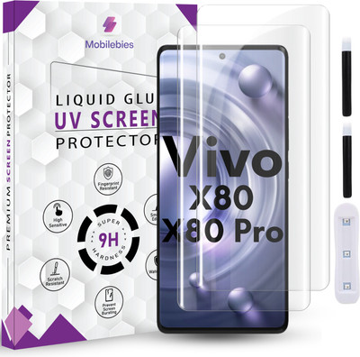 Mobilebies Tempered Glass Guard for Vivo X80/X80 Pro Premium HD+ UV Glass Screen Protector(Pack of 2)