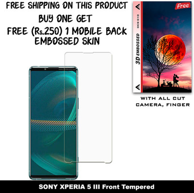 ARBAN Tempered Glass Guard for SONY XPERIA 5 III (Free 1 Mobile Back Embossed Skin With Cut FS010)(Pack of 1)