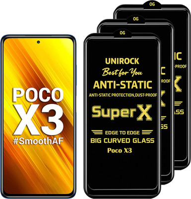 Unirock Tempered Glass Guard for Poco X3(Pack of 3)