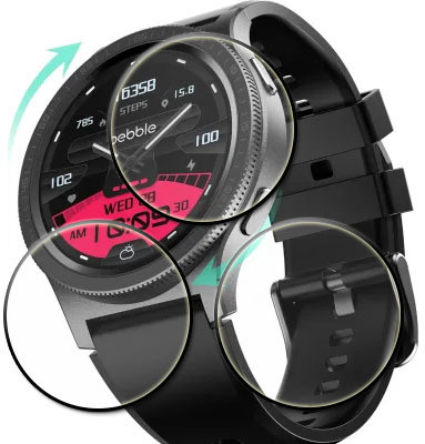 tombik Tempered Glass Guard for 16edc-Pebble Revolve Pro Smartwatch(Pack of 3)