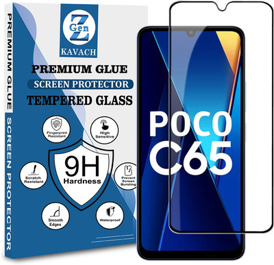 Genz Kavach Tempered Glass Guard for Xiaomi Poco C65 Premium Screen Protector Guard with Easy Installation Kit Designed For poco c65(Pack of 1)