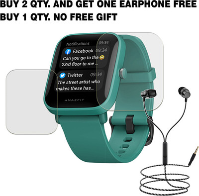 SOMTONE Tempered Glass Guard for AMAZFIT BIP U SMART WATCH BUY 2 QTY AND GET ONE EARPHONE FREE(Pack of 1)
