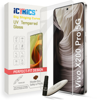 ICYNICS Tempered Glass Guard for vivo X200 Pro 5G, Full Adhesive 3D Curved Scratch Resistant UV Screen Protector with Installation Kit (Wooden box to ensure safety)(Pack of 1)
