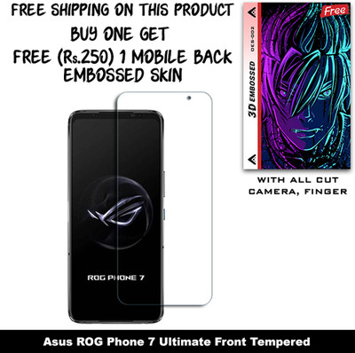 ARBAN Tempered Glass Guard for Asus ROG Phone 7 Ultimate And Free 1 Mobile Back Embossed Skin With Cut FS002(Pack of 1)