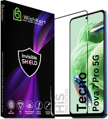 iWishKart Tempered Glass Guard for Tecno Pova 7 Pro 5G, Premium Military grade Edge to Edge Premium gorilla temper black glass screen guard with Self Installation Guide - Wet & Dry wipes, Dust Absorber [With Warranty] mobile ka gilas cover, Pova7 Pro / 7Pro(Pack of 1)