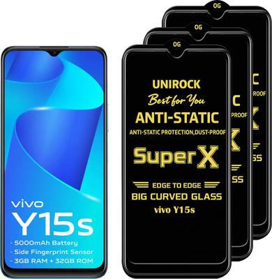 Unirock Tempered Glass Guard for vivo Y15s(Pack of 3)