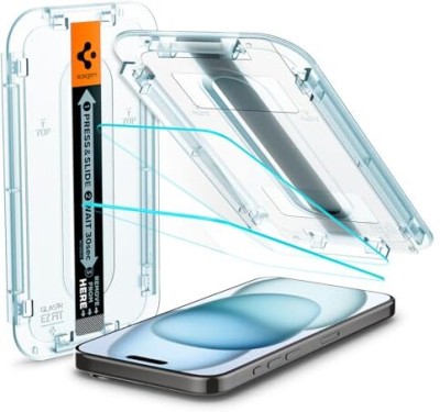 Spigen Tempered Glass Guard for Apple iPhone 15(Pack of 2)