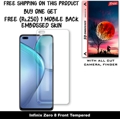 SOMTONE Tempered Glass Guard for Infinix Zero 8 (Free 1 Mobile Back Embossed Skin With Cut FS010)(Pack of 1)