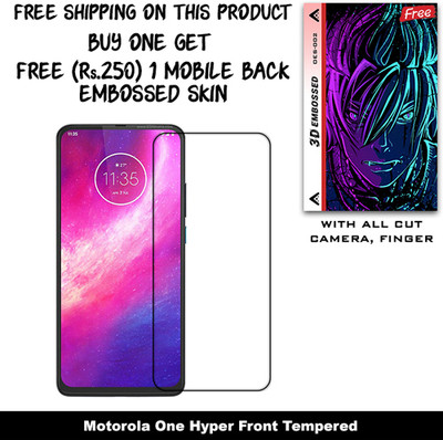 SOMTONE Tempered Glass Guard for Motorola One Hyper And Free 1 Mobile Back Embossed Skin With Cut FS002(Pack of 1)