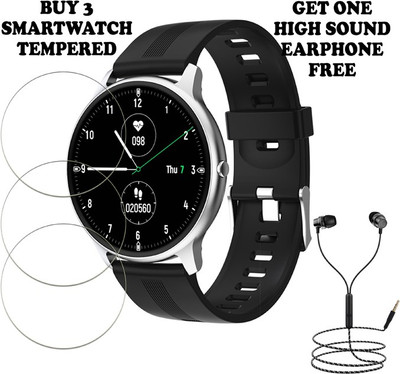 SOMTONE Tempered Glass Guard for LW11 Smart watch PACK-3 BUY AND GET ONE EARPHONE FREE(Pack of 3)