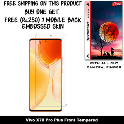 ARBAN Tempered Glass Guard for Vivo X70 Pro Plus (Free 1 Mobile Back Embossed Skin With Cut FS010)(Pack of 1)