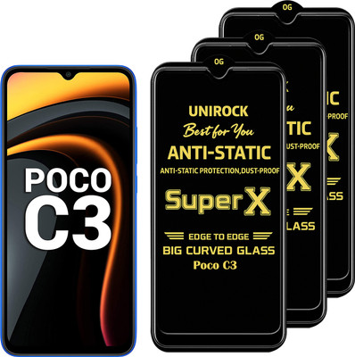 Unirock Tempered Glass Guard for Poco C3(Pack of 3)