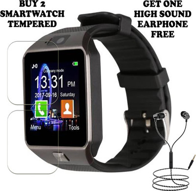 SOMTONE Tempered Glass Guard for BM DZ09 Android Smartwatch BUY PACK 2 AND GET ONE EARPHONE FREE(Pack of 2)