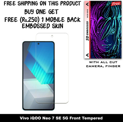 SOMTONE Tempered Glass Guard for Vivo iQOO Neo 7 SE 5G And Free 1 Mobile Back Embossed Skin With Cut FS002(Pack of 1)