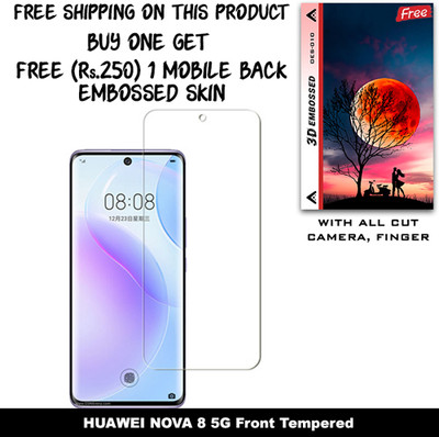 SOMTONE Tempered Glass Guard for HUAWEI NOVA 8 5G (Free 1 Mobile Back Embossed Skin With Cut FS010)(Pack of 1)